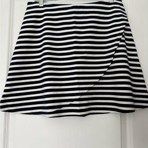 LOFT Black and White Striped A-Line Skirt